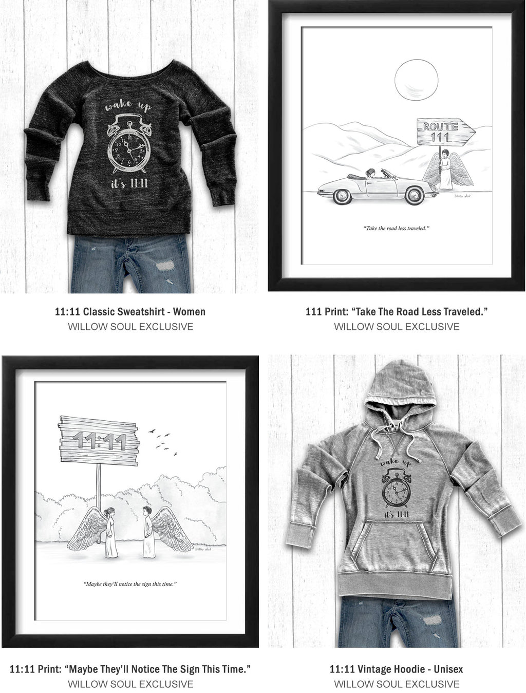 1111 angel number art and clothing designed to discreetly show others that they are not alone when seeing repetitive numbers.